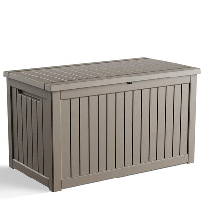 ROJIK Outdoor Storage Housing Deck Box-Waterproof Patio Furniture,Garden Tools,Cushions,Pool Accessories Storage Waterproof Resin Box with Capacity (280 Gal & Grey)