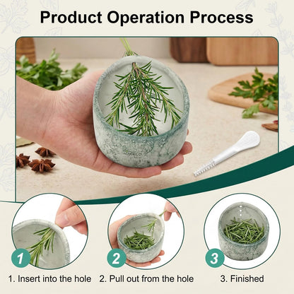 DADERXY Pottery Herb Stripper Bowl Ceramic Set for Kale, Thyme, Basil, Rosemary Stripper