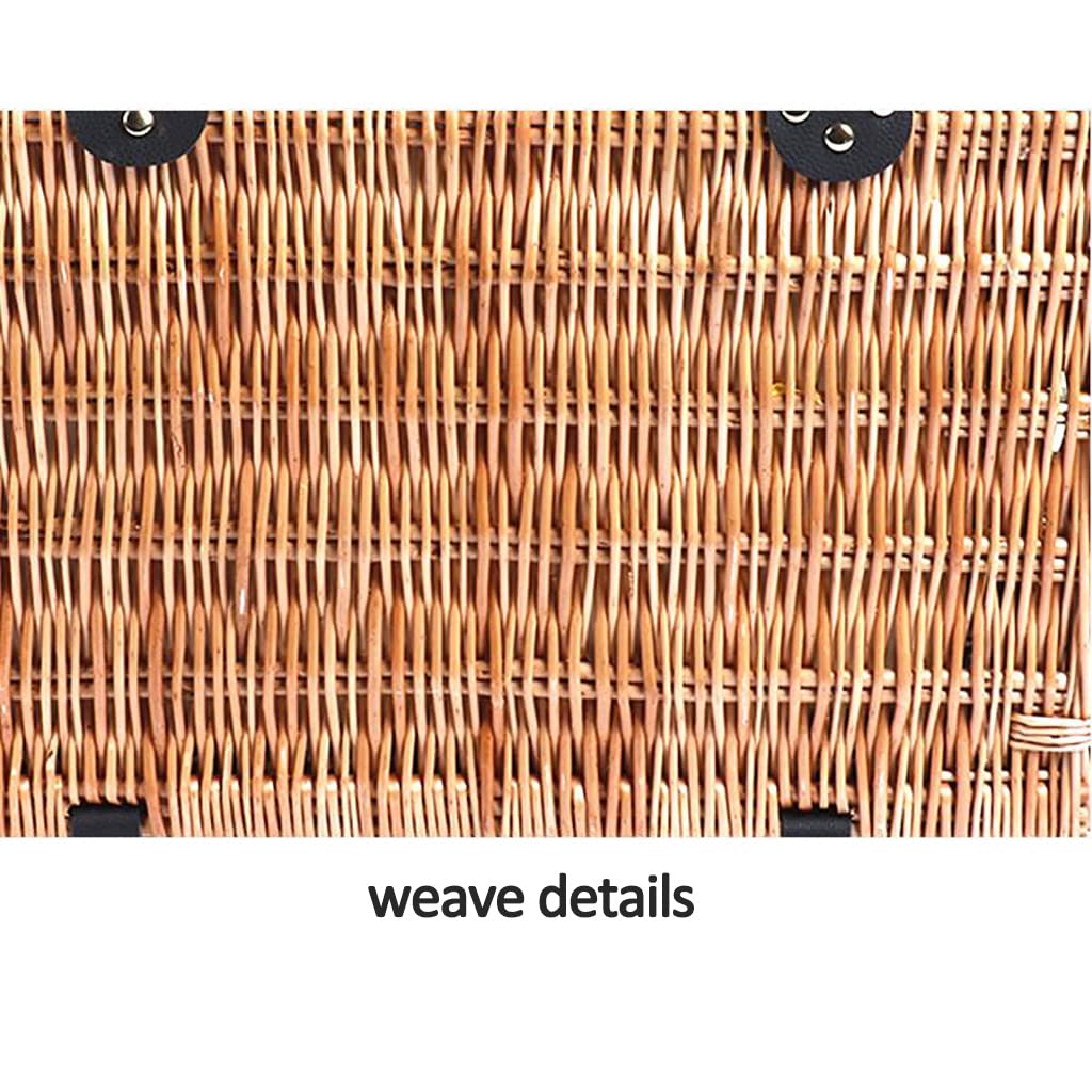 Storage Basket,4 Person Picnic Baskets - Luxury Wicker Hamper Sets -Premium Set with Flatware,Plates,Wine Glasses and Bottle Opener,for Camping Outdoor Party