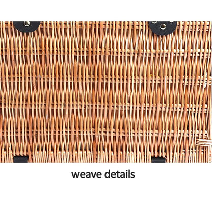 Storage Basket,4 Person Picnic Baskets - Luxury Wicker Hamper Sets -Premium Set with Flatware,Plates,Wine Glasses and Bottle Opener,for Camping Outdoor Party