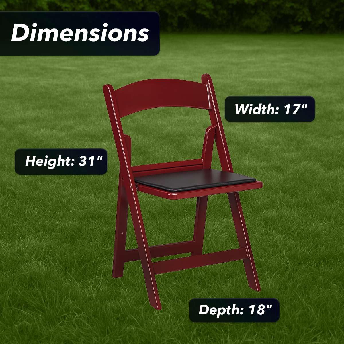 Zedfire Set of 8, Mahogany Resin Folding Chairs with Vinyl Seat, Commercial Event Chairs, Foldable Chair for for Party, Wedding, Picnic, Indoor/Outdoor use