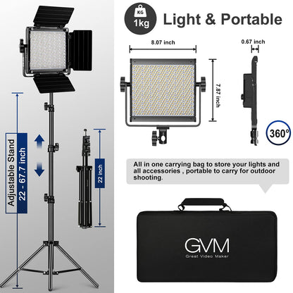 GVM RGB Video Lighting, 360° Full Color Led Video Light with APP Control, 3 Packs 850D Photography Lighting Kit CRI 97, YouTube, Aluminum Alloy Shell