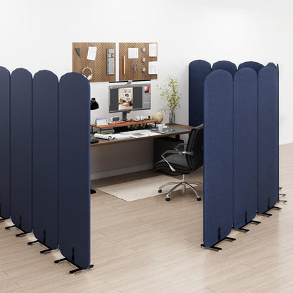 Natwind 5 Panel 122.8 x 71 in Office Room Privacy Protect Space Divider Portable Partition,Wall Folding Cubicle Indoor Freestanding Acoustic Partition Temporary for Office Room, Navy Blue