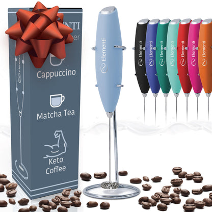 Elementi Portable Electric Milk Frother, Matcha Whisk, Milk Frother for Coffee Frother Electric Hand Blender, Mini Electric Whisk Small Hand Blender (Periwinkle)