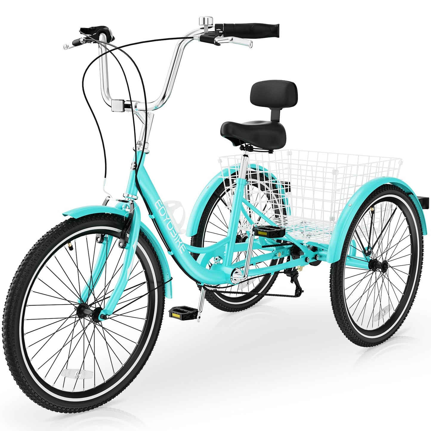 Slsy Adult Tricycle 7 Speed, 20/24/26 Inch Step-Through 3 Wheel Bike for Adults with Large Shopping Basket, 350 lb Capacity Adult Trike for Seniors, Women and Men