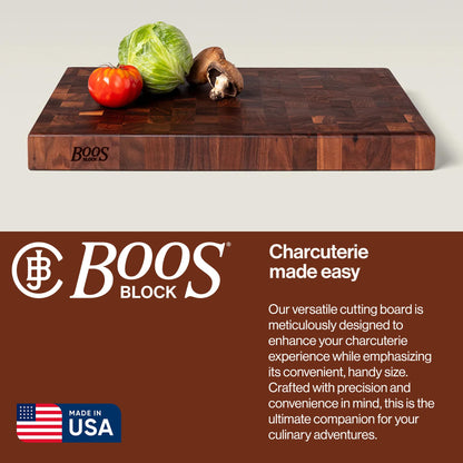 John Boos CCB Series Rectangular Wooden Walnut Cutting Board 18”x12” – 1.75” Thick, 12-lb Reversible Butcher Block with End-Grain & Finger Grips – Made in the USA