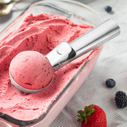 Frozen Premium Ice Cream Scoop with Trigger Ice Cream Scooper Stainless Steel, Heavy Duty Metal Icecream Scoop Spoon