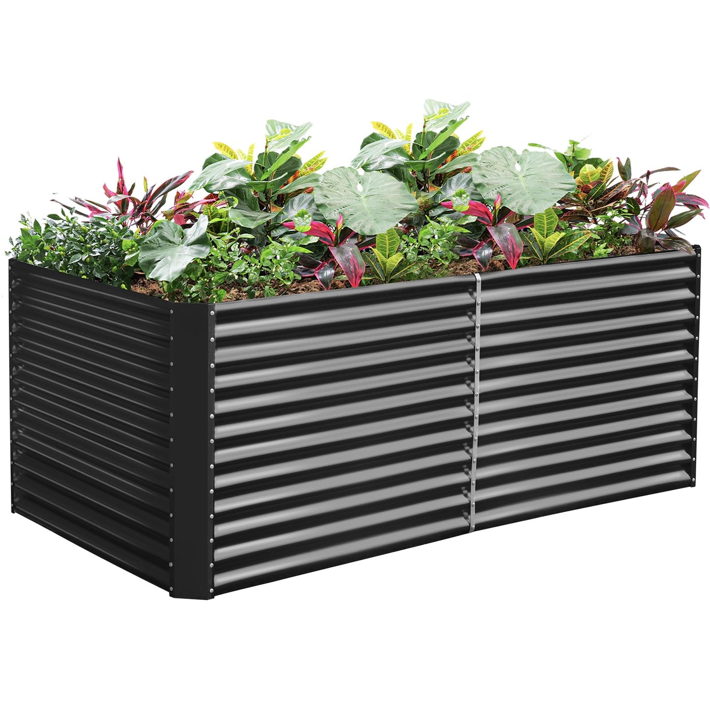 Land Guard 8x4x3ft Rectangular Galvanized Raised Garden Beds, Large-Capacity Metal Planter Box Outdoor, Durable Deep Raised Garden Bed 3ft Tall, Raised Beds for Gardening Vegetables, Modern Gray