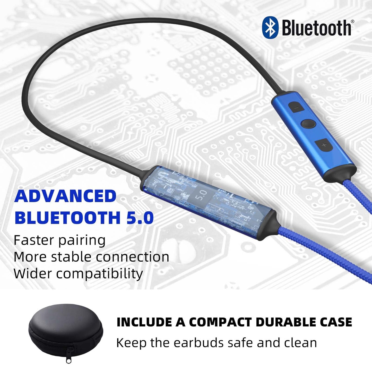 Cuzabe Ear Plugs Bluetooth Headphones for Work, Neckband Wireless Earbuds, Noise Reduction in-Ear Earphones with Mic and Controls, Waterproof Earbuds with 20 Hours Battery, for Industrial Safety