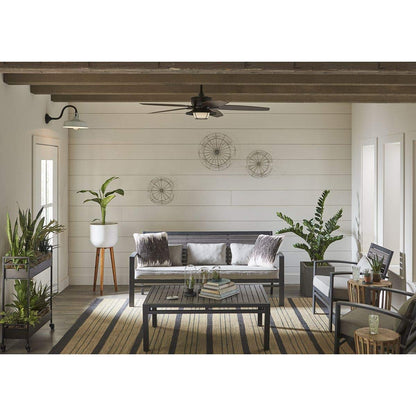 Progress Lighting P2564-8030K Protruding Mount, 5 Toasted Oak Blades Ceiling fan with 18 watts light, Forged Black