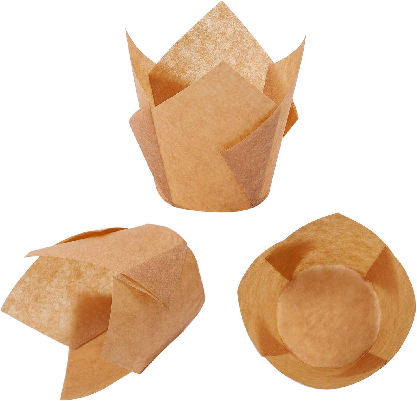 Ruisita 150 Pieces Mini Tulip Baking Cups, Muffin Liners for Parties (Natural)
