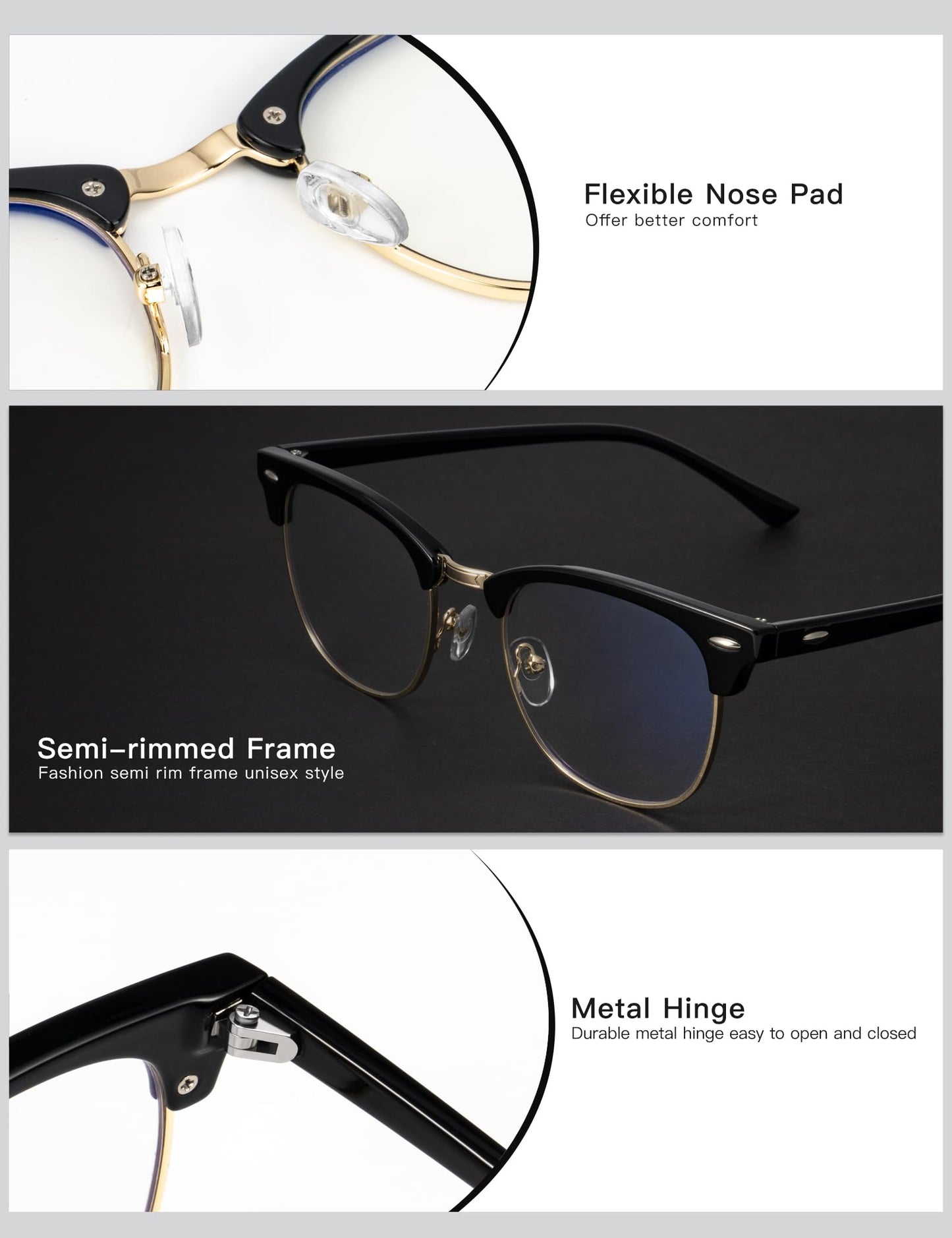 ANYLUV Blue Light Glasses Men Anti Eyestrain Lightweight Computer Gaming Blue Light Blocking Glasses for Women (2 Pack)