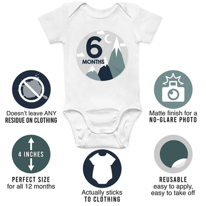 20 Monthly Baby Milestone Stickers Boy - Adventure Baby Monthly Milestone Stickers for Baby Boy, Milestone Baby Monthly Stickers, Baby Month Stickers for Baby Photo Props, Monthly Baby Stickers Boy