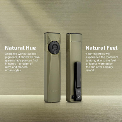 OLIGHT Arkfeld Ultra 1400 Lumens EDC Flat Flashlight, Rechargeable Compact Pocket Flash Light Combines White LED, UV and Green Beam, Triple Sources Perfect for Checking, Working (Olive-Green)