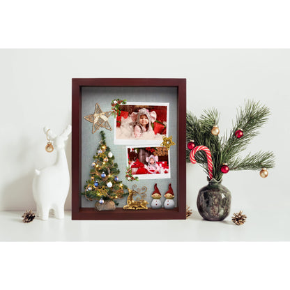 ILOT 11"x14" Solid Wood Mahogany Display Shadow Box Frame - Solid Wood Memory Box for Keepsakes (Picture Box, Military, Wedding, Graduation, and Flower Shadow Box)