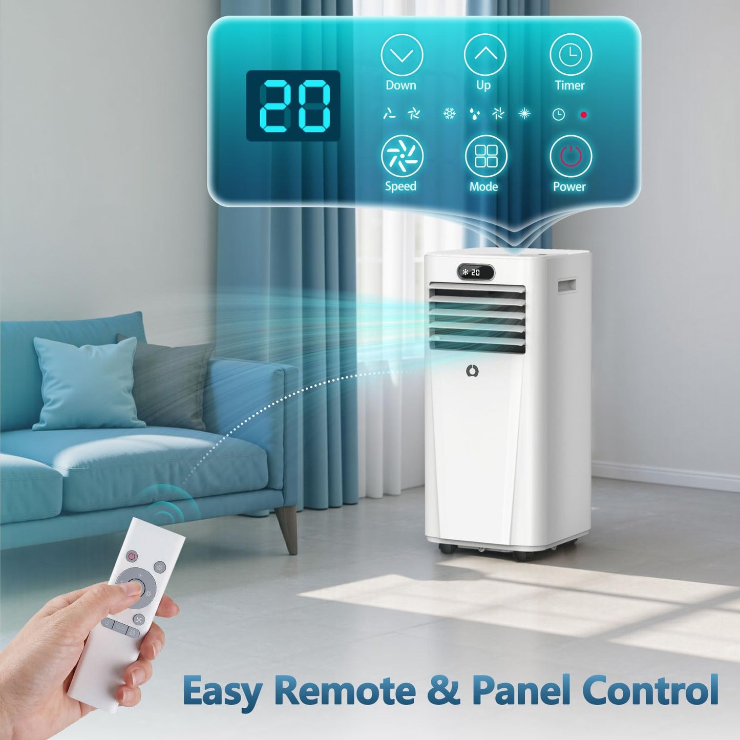 Portable Air Conditioners,10,000 BTU 3-in-1 Portable AC unit for Rooms up to 450 Sq. Ft, Featuring 24H Timer, Smart Sleep Mode, Window Kits Included, Perfect for Bedrooms, Kitchens, and Apartments