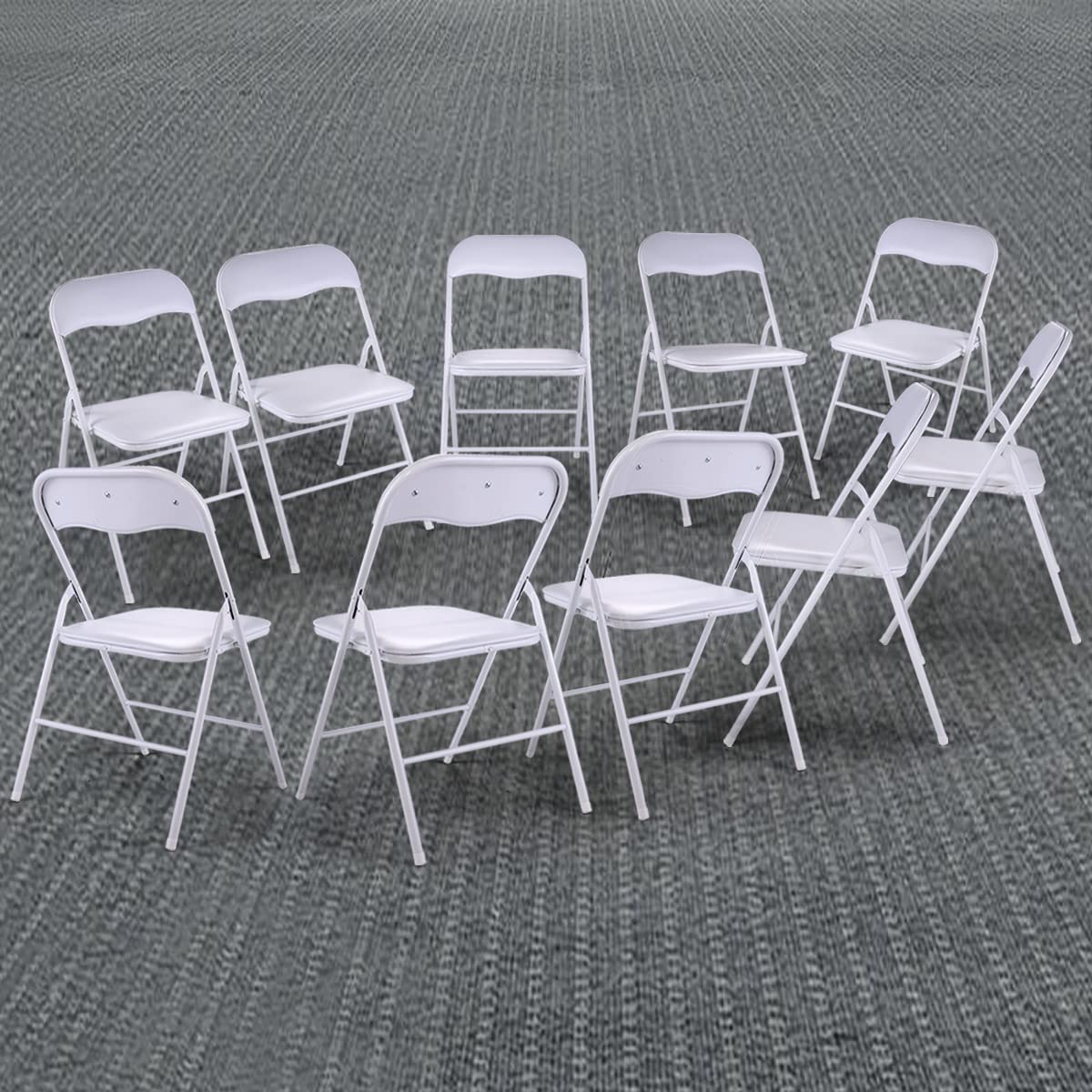 thegreatshopman 10-Pack Commercial Folding Plastic Chair for Home Office Wedding Party Outdoor Indoor, 300LBS Capacity, White
