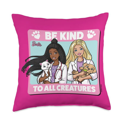 Barbie - Be Nice to All Creatures Throw Pillow