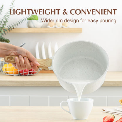 SENSARTE White Ceramic Nonstick Saucepan with Lid 1.5 Quarts, Small Cooking Pot with Stay Cool Handle, Induction Compatible Saucepot, White Granite Coating, Free of Intentionally Added PTFE/PFOA/PFAS