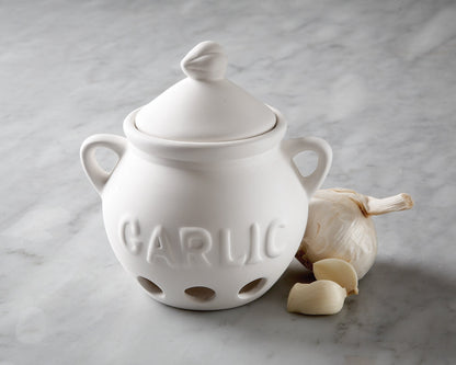Fox Run Garlic Keeper and Storage, White Ceramic, 5.25" x 4.25" x 5.5"