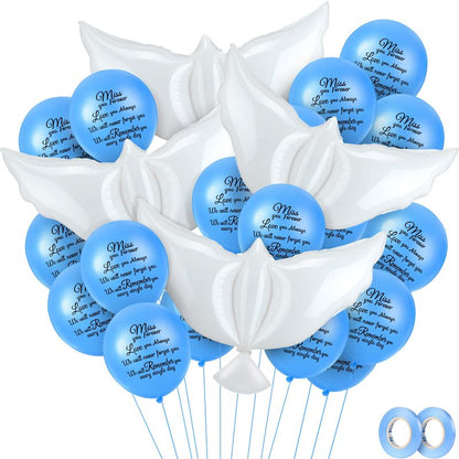 Skylety 36 Pieces Memorial Balloons to Release in Sky Memory Peace Dove Balloons Helium for Funeral, Condolence, Funeral, Anniversary, Memorial Services(Blue)