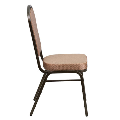 Flash Furniture 4 Pack HERCULES Series Crown Back Stacking Banquet Chair in Gold Diamond Patterned Fabric - Gold Vein Frame