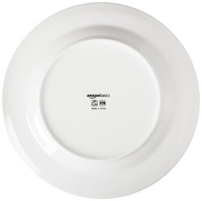 Amazon Basics 16-Piece Porcelain Dinnerware Set, Microwave and Dishwasher Safe, Service for 4, Plates, Bowls and Mugs, White