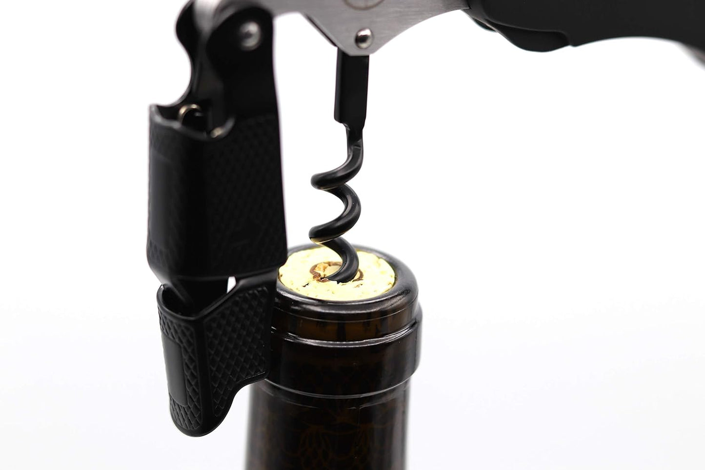 Wise Products Premium Corkscrew Wine Bottle Opener, Black Edition for Wine Lovers, Eco-Friendly Pouch (1 PACK)
