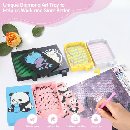 Diamond Painting Tray with Built-in Magnetic Cap and Lid for Easy Access and Storage. The Bead Tray Prevents Beads from Getting Stuck, Meeting the Daily Needs of Diamond Painting Enthusiasts. (Pink)
