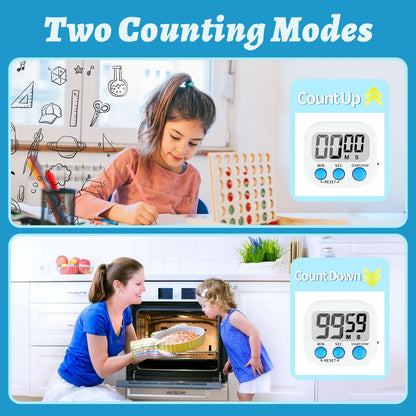 12 Pack Multi-Function Digital Timers, Magnetic Large LCD Display Loud Alarm Countdown Timers, Extensively Use in Classroom, Break Time, Gym, Meeting, Cooking