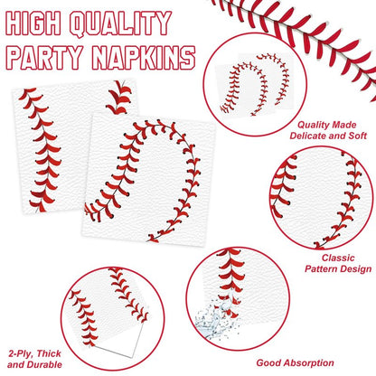 Oigco 140 PCS Baseball Birthday Decorations, Baseball Party Supplies Includes Plates, Napkins, Cups, Cutlery for Baseball Party Decorations, Serve 20