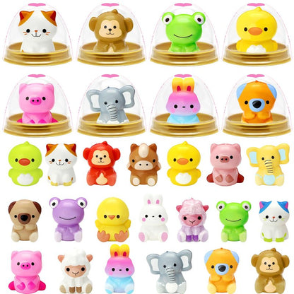 BCUEIDO 24 Pack Valentine's Day Gifts Cards with Animal Squishy, Valentine's Cards for Valentines Exchange, Prize Supplies, Valentines Party Favors