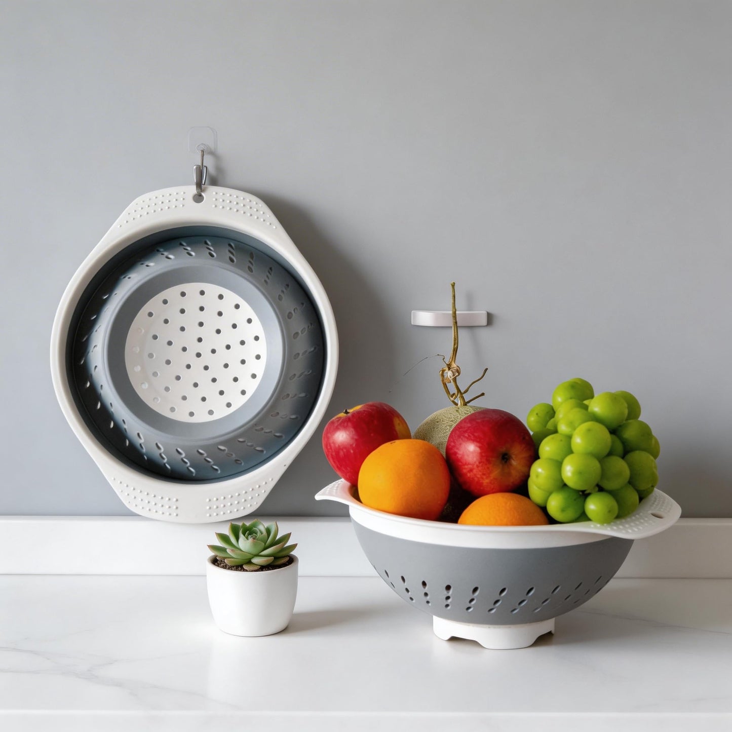 5 Quart Premium Collapsible Colander, BPA-Free Silicone Folding Strainer with Reinforced Handles, Space-Saving Modern Kitchen Drainer for Pasta, Produce & Everyday Cooking