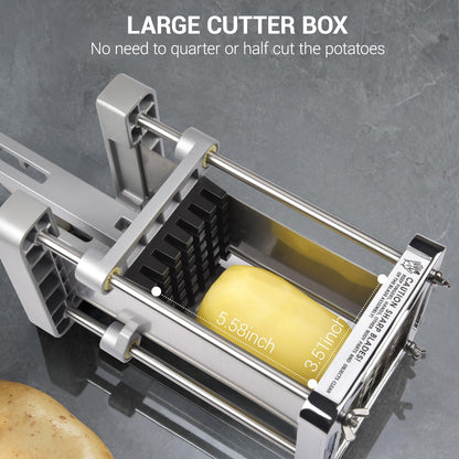 French Fry Cutter, Sopito Professional Stainless Steel Potato Cutter with 1/2", 1/4", 3/8" & Wedge Blades for Potatoes, Carrots, Apples