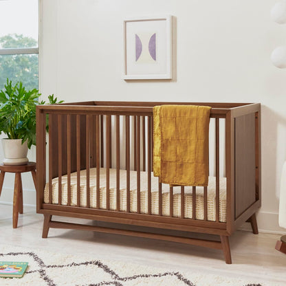 Babyletto Peggy 3-in-1 Convertible Crib with Toddler Bed Conversion Kit in Natural Walnut, Greenguard Gold Certified