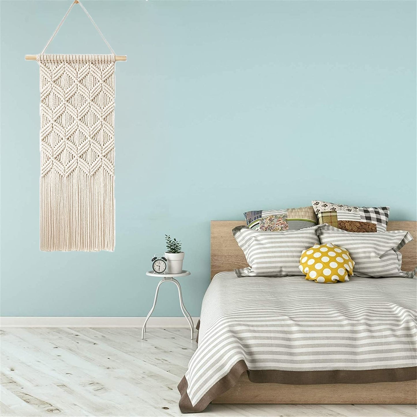 RQWZBCHX DIY Macrame Wall Hanging Kits, 3 Patterns Macrame DIY Wall Hangers for Beginners, Home Decor with 200 Meters Macrame Cord, 3 PCS Wooden Dowels and Instruction Booklet for Macrame Starters
