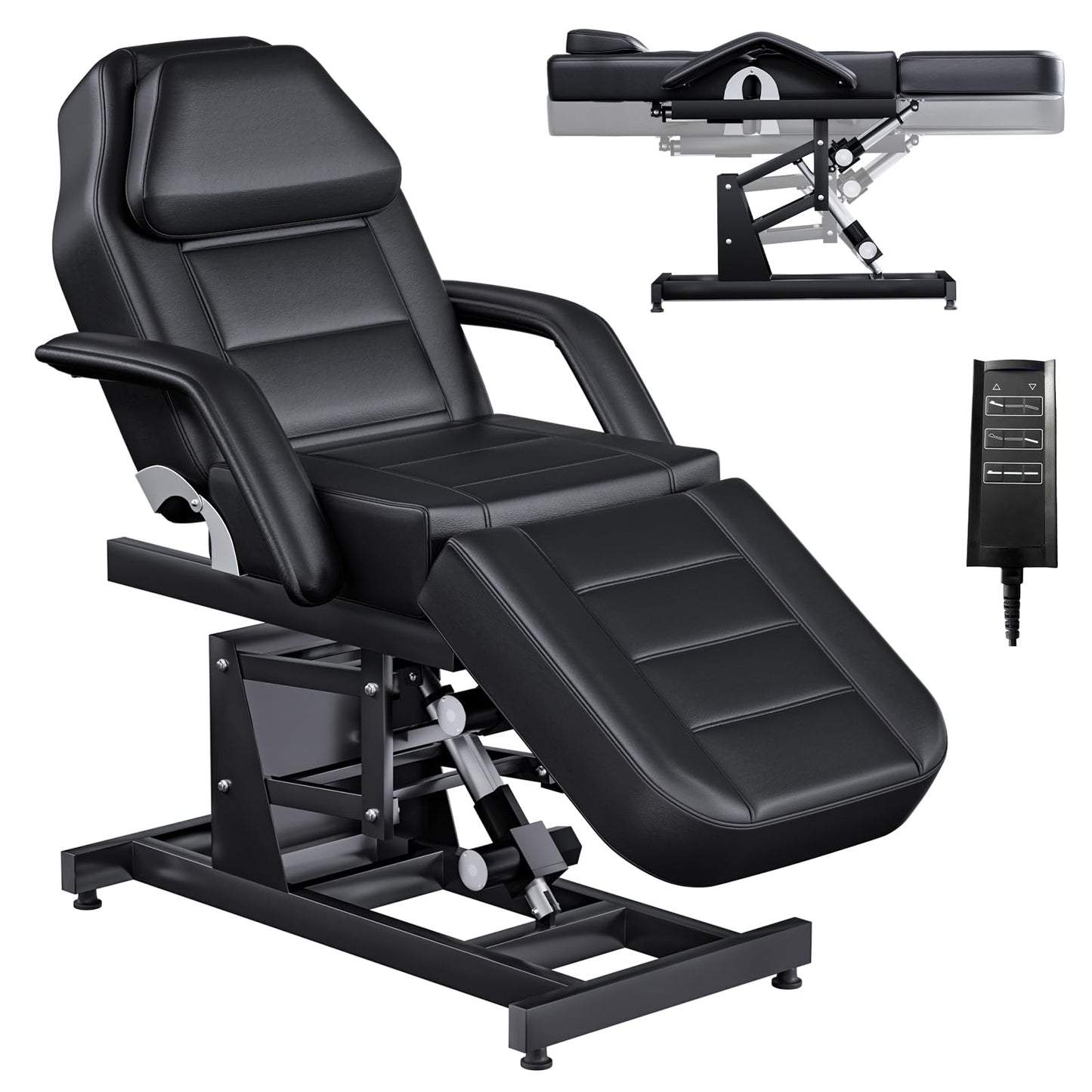 kaiwrxin Fully Electric Massage Table with Lift, 1500lbs Capacity - Professional Adjustable Facial Bed for Estheticians, Spa & Waxing, Heavy-Duty 550lbs Capacity 2r1 (Black - Fully)