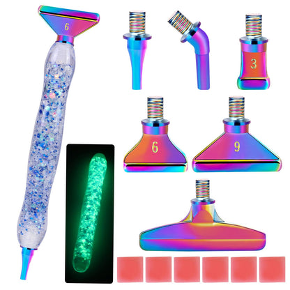 DoreenBow 13Pcs Diamond Art Painting Pen Accessories - Multi Placer Tips, Luminous 5D Diamond Art Painting Tools with 6 Clay, Blue