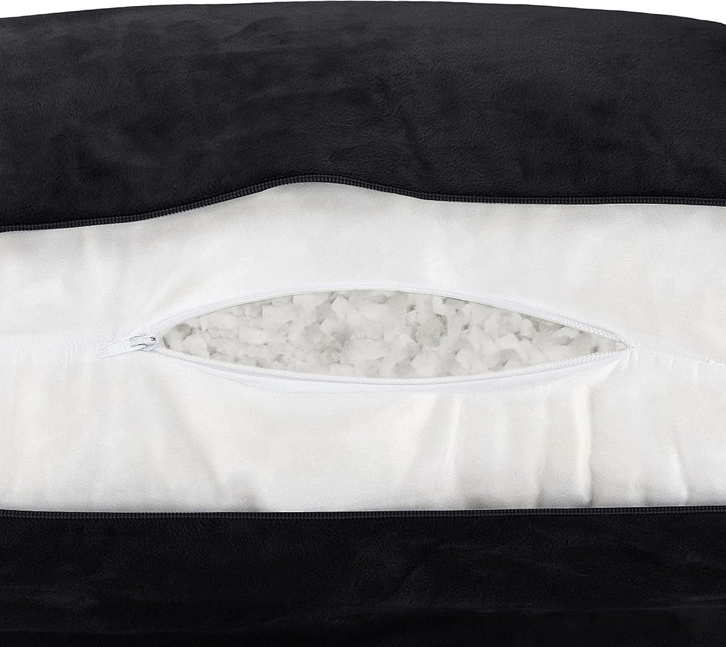 Husband Pillow Black, Original Reading Pillow in Bed Rest Chair, Shredded Memory Foam Large Lounge Cushion Adult