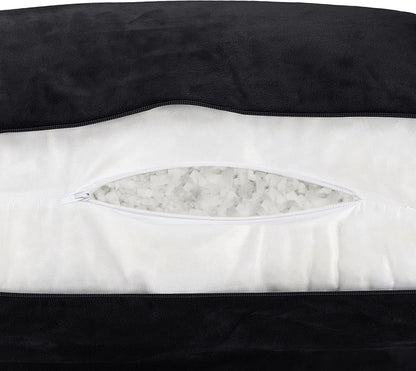 Husband Pillow Black, Original Reading Pillow in Bed Rest Chair, Shredded Memory Foam Large Lounge Cushion Adult