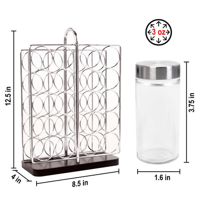 Orii 20 Jar Spice Rack Stainless Steel with Spices Included - Standing Rack Shelf Holder & Countertop Spice Rack Tower Organizer for Kitchen Spices with Spice Refills for 5 Years