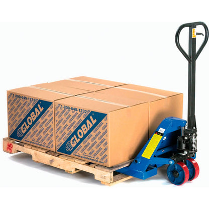 Global Industrial Low Profile Narrow Fork Pallet Jack Truck with 21" W x 48" L Forks, 4500 Lb. Capacity, Manual Duty Truck for Warehouse, Manufacturing and Retail