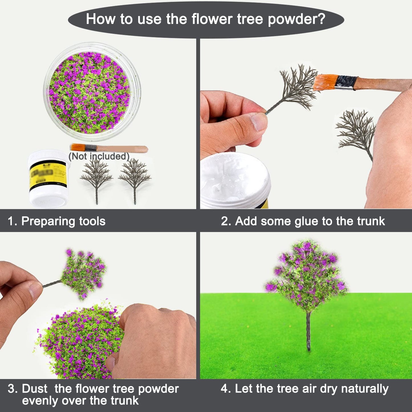 PrettyLife Miniature Flower Grass Cluster Tufts Material Colorful for DIY Mini Dollhouse Fairy Garden Tree Railway Simulated Static Scenery Micro Landscape Model (Rose)