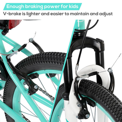 HH HILAND 24 Inch Mountain Bike for Kids Age 7-15 Year Old, Front Suspension Fork Kids' Bicycles for Boys Girls Mint Green