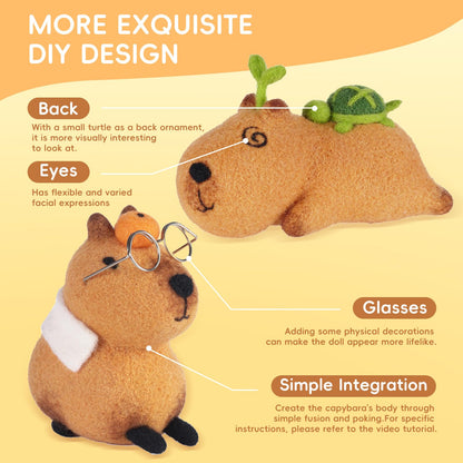 LUDOTEK Needle Felting Kit, 6 PCS Farm Animal Needle Felting Beginner Kits, Wool Felt Needle Felting Tools Foam Pad, Craft Party Supplies for Beginners Adult(6pack Capybara)