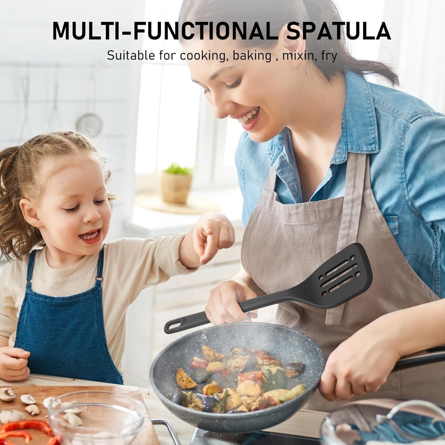 NileHome Silicone Spatula Set, High Heat Resistant BPA-Free Rubber Spatulas with Stainless Steel Handle