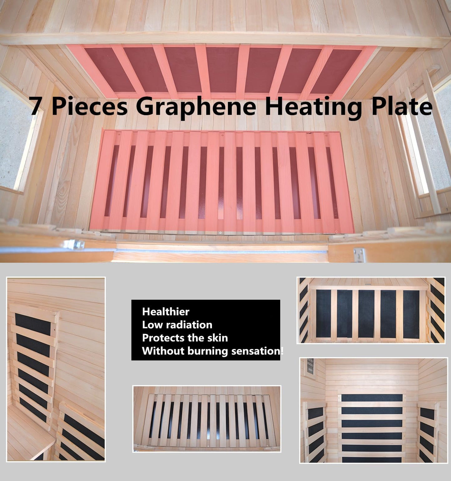 Kang Share Dynamic Home Infrared Sauna Room 1 to 2 Person Wooden Canadian Hemlock 1260W Graphene Carbon Plate Heater Indoor Saunas