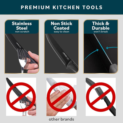 Home Hero 6 Pcs Steak Knives Set, High-Carbon Stainless Steel Razor-Sharp Serrated Knives with Ergonomic Handles