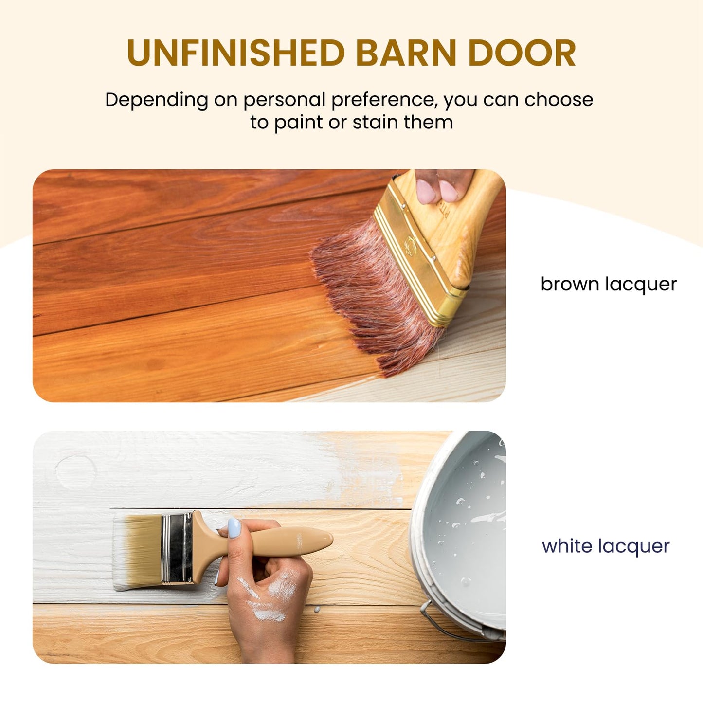 SMARTSTANDARD 36in x 96in Sliding Barn Door with 6.6ft Barn Door Hardware Kit Included, Unfinished Solid Spruce Wood Door, Assembly Required, DIY, Stainable, Natural