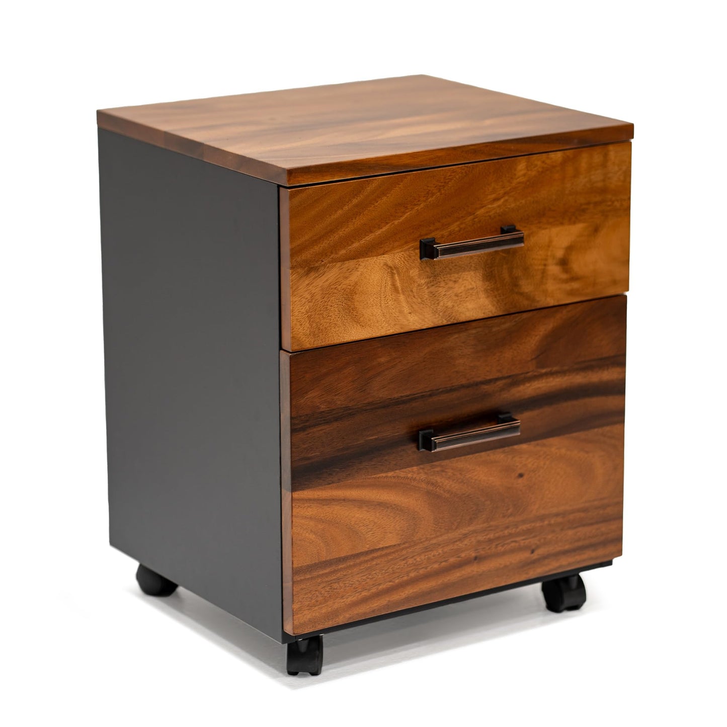 2 Drawer Walnut Wood File Cabinet – Under Desk Filing Cabinet with Rolling Wheels – 21"x16"x15" Spacious Dual Compartments for Home Office Storage